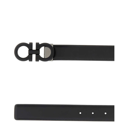 MAYFEYR - Ferragamo - Black Leather Reversible Belt - 670574796223NEROMOSS