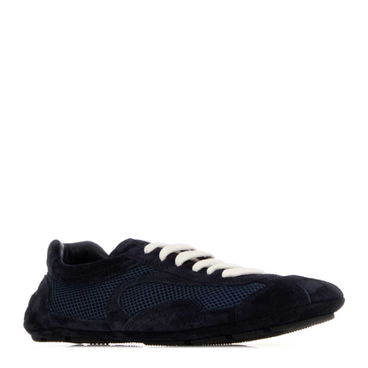 MAYFEYR - Prada - Midnight Blue Suede And Mesh Montecarlo Sneakers - 1E247OFD0103D8CF0008
