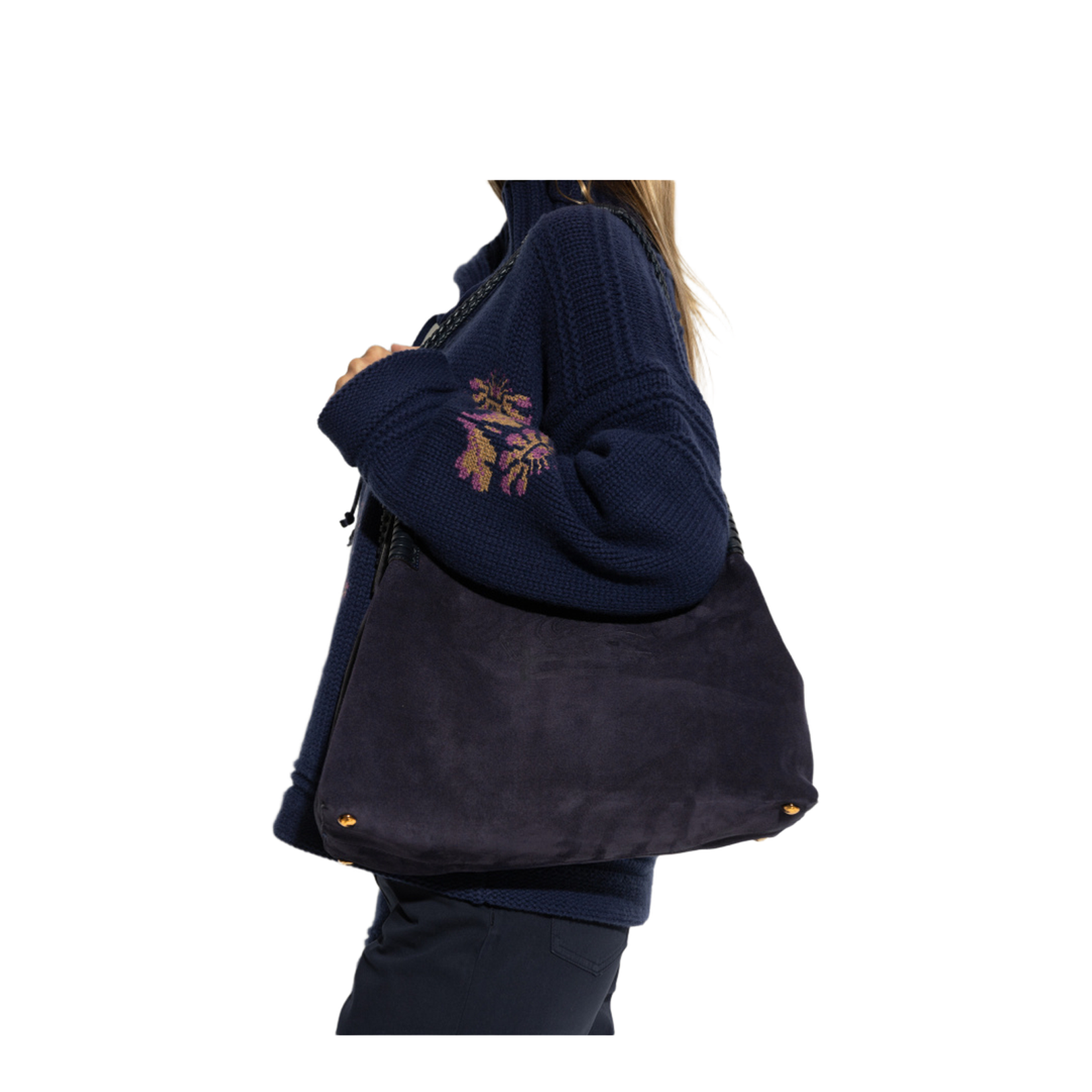 Rectangular Trapezoidal Bag with Woven Long Handle and Embossed Logo