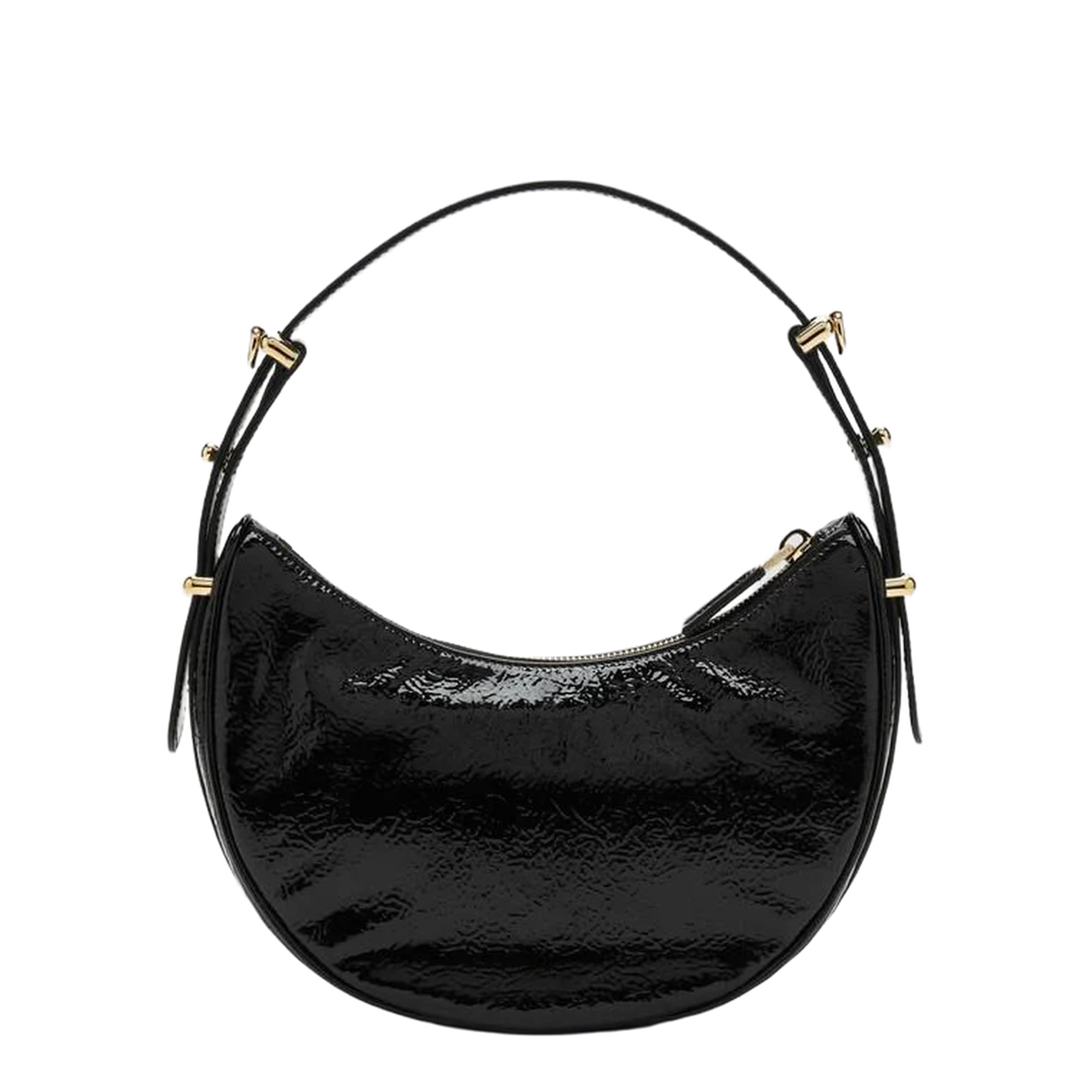 Black Naplak Patent Leather Shoulder Bag