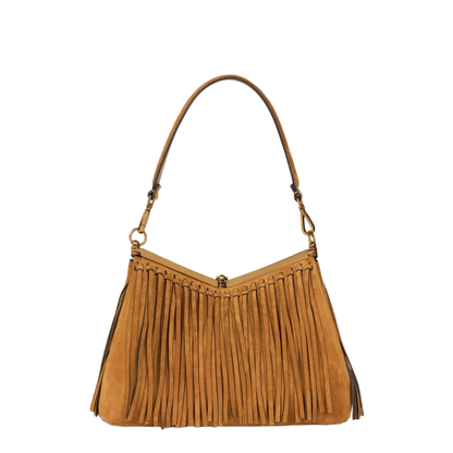 Medium Suede Vela Bag with Fringing