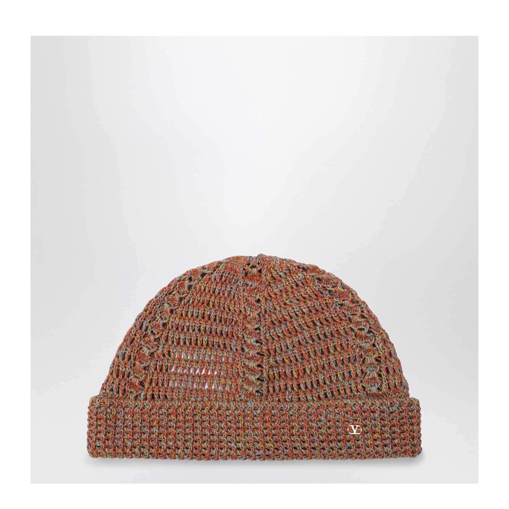 Multicolor Linen Blend Knitted Vlogo Signature Beanie Hat