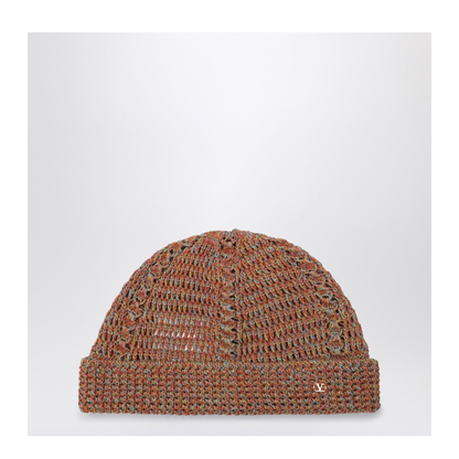 Multicolor Linen Blend Knitted Vlogo Signature Beanie Hat