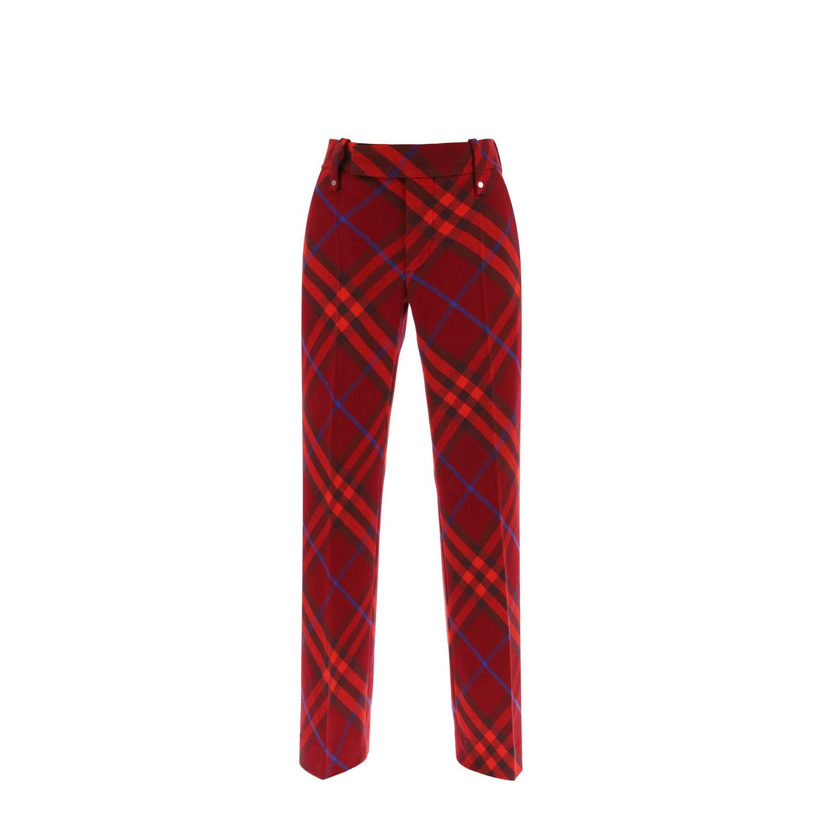 burberry check wool pants