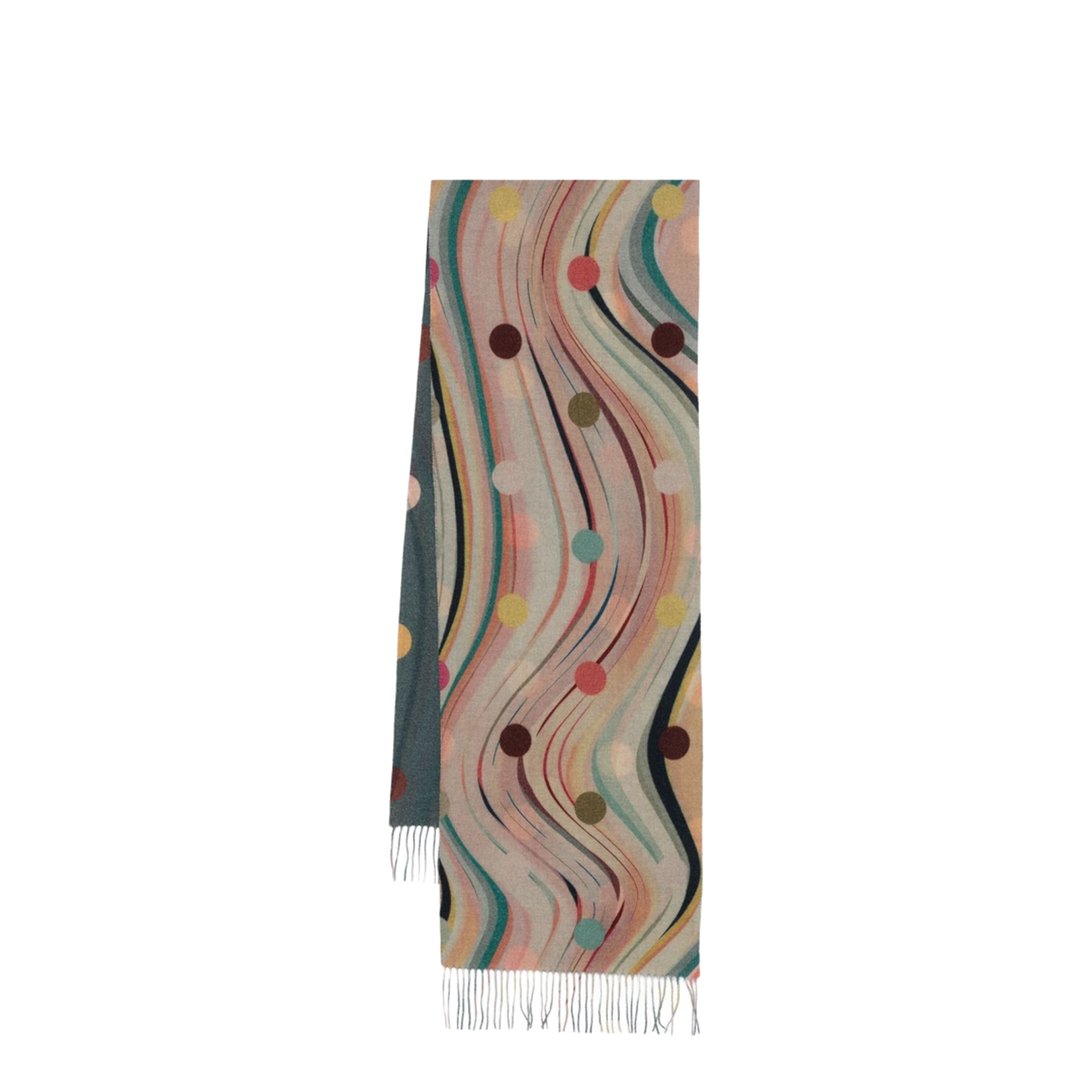 Swirl Pattern Multicolour Polka Dot Fringed Edge