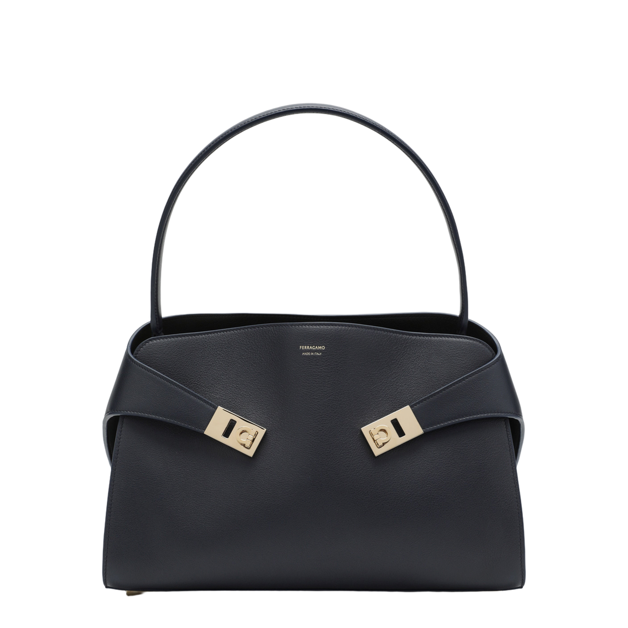Navy Blue Hug Soft M Handbag in Leather