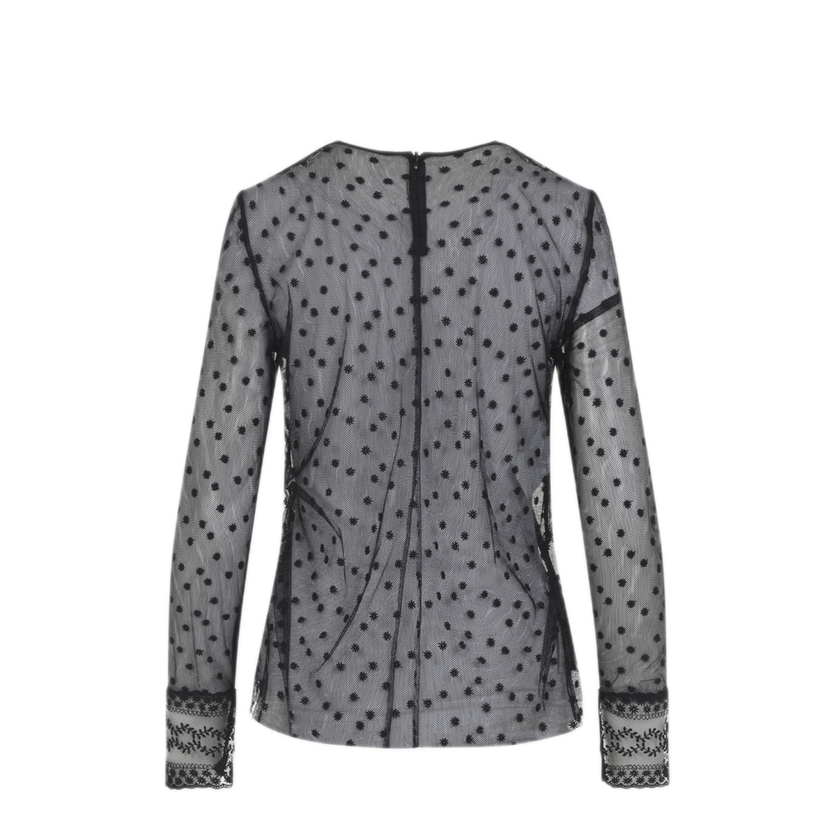 MAYFEYR - ALBERTA FERRETTI - Long Sleeve Polka Dot Tulle Top - A021466200555