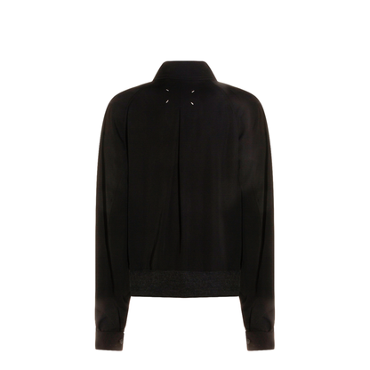 Black Zip-Up Jacket in Virgin Wool