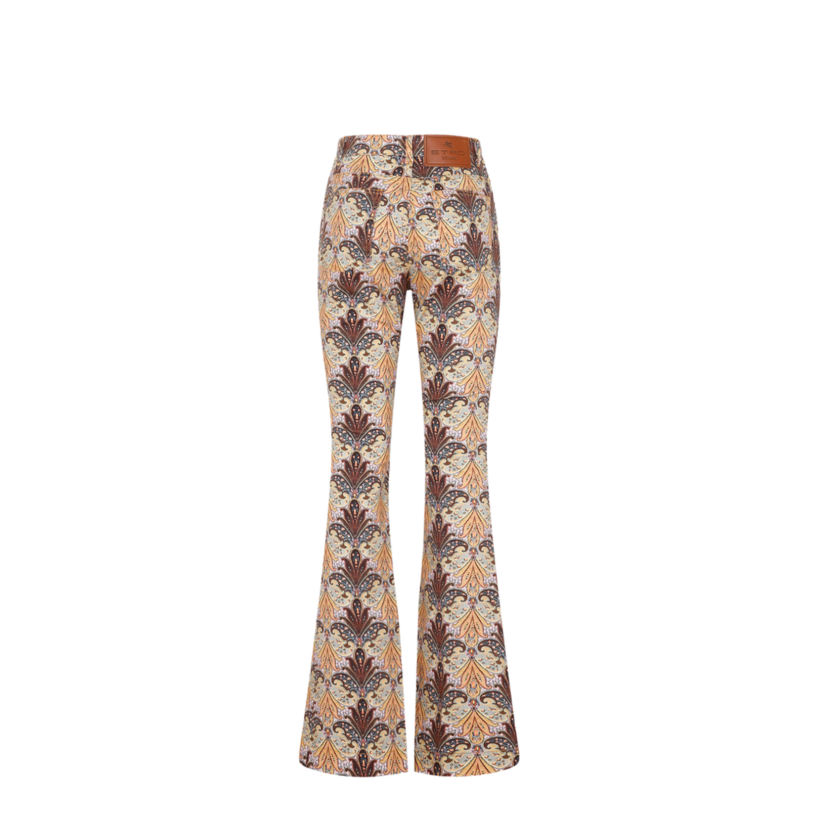 Graphic-print flared jeans