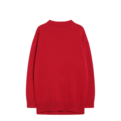 Red Wool Sweater with Bow