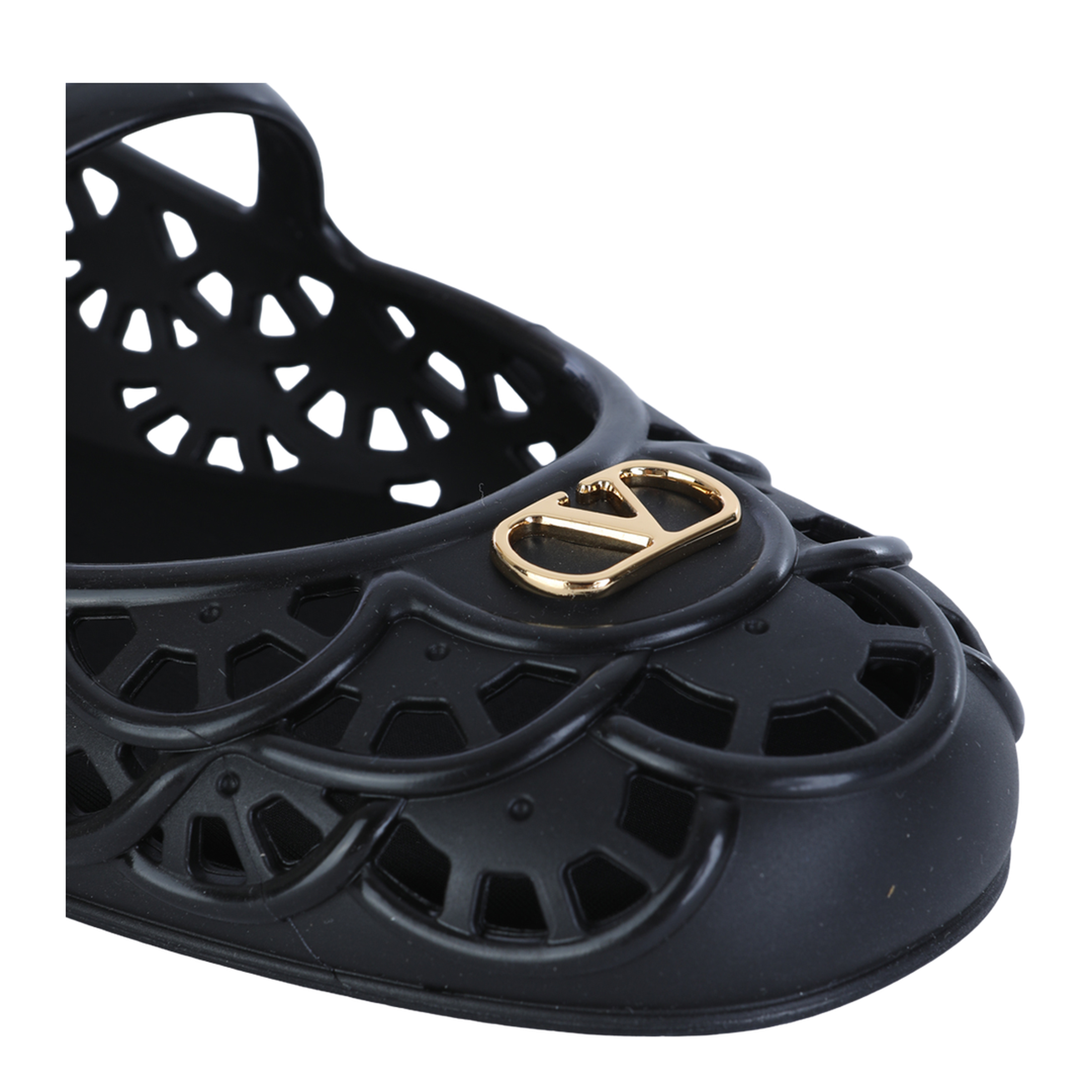 Black VLogo Signature Rubber Ballet Flats