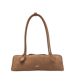 Le Teckel Medium Suede Shoulder Bag - Terre d'ombre / Foliage brown