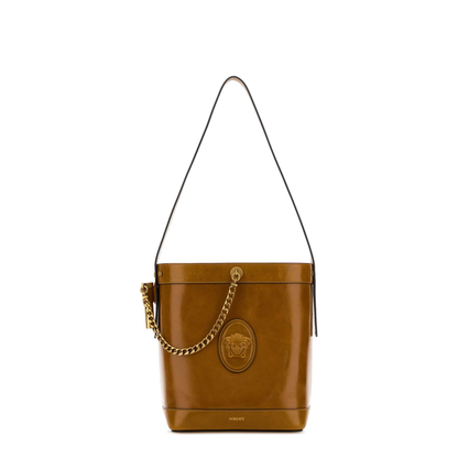 Pivot Small Calf Leather Bucket Bag - Camel