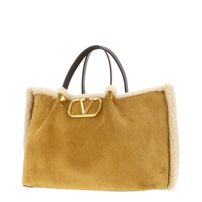 Suede And Sheepskin Medium Tote Bag