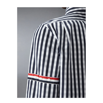 MAYFEYR - Thom Browne - Straight Fit L/S Shirt With Gg Armband In Gingham Check Poplin - MWL301OF0998415