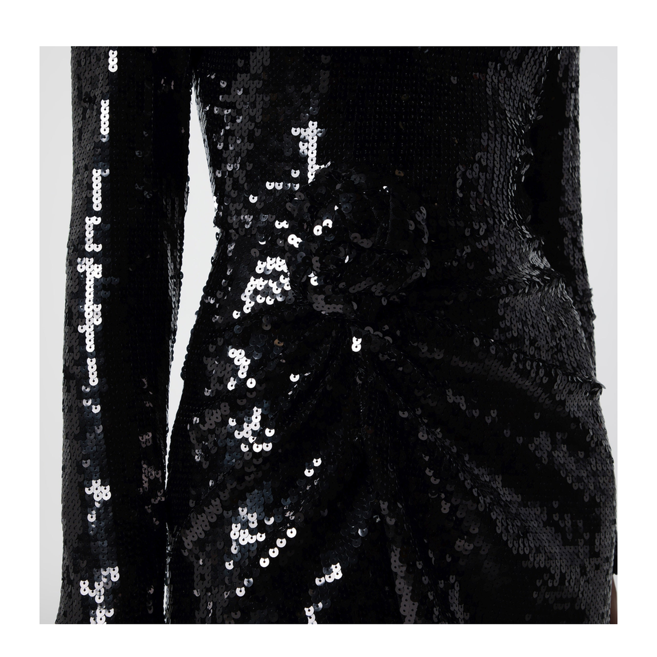 MAYFEYR - Rotate - Black Sequined Mini Dress With Rosette - 116141100BCR1351100