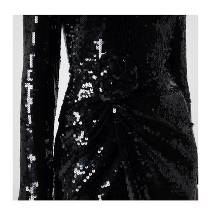 MAYFEYR - Rotate - Black Sequined Mini Dress With Rosette - 116141100BCR1351100