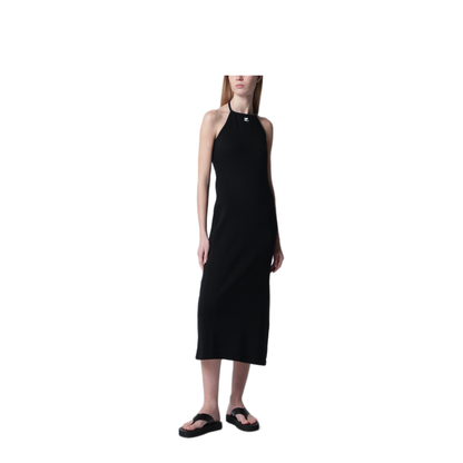 MAYFEYR - Courreges - Long Halterneck Jersey Dress In Cotton Black - 226JRO887JS02039999