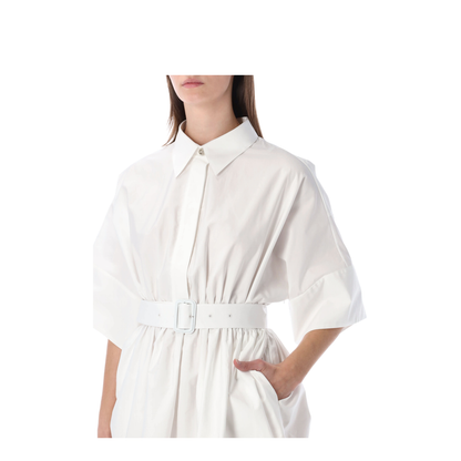 Mini Chemisier Dress in White Poplin
