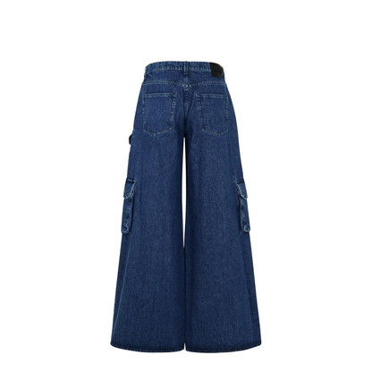 Cargo Baggy Jeans In Blue Cotton