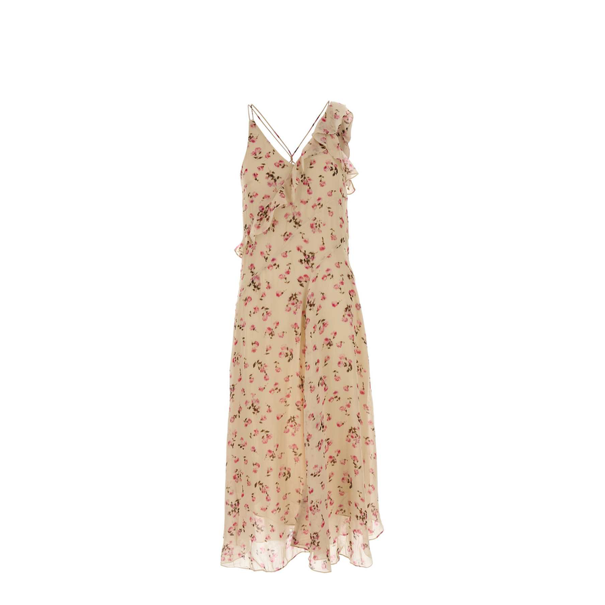 Beige Floral Pattern Dress