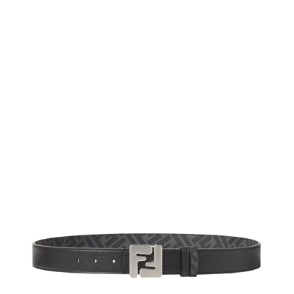 Reversible Squared Belt in Black Leather