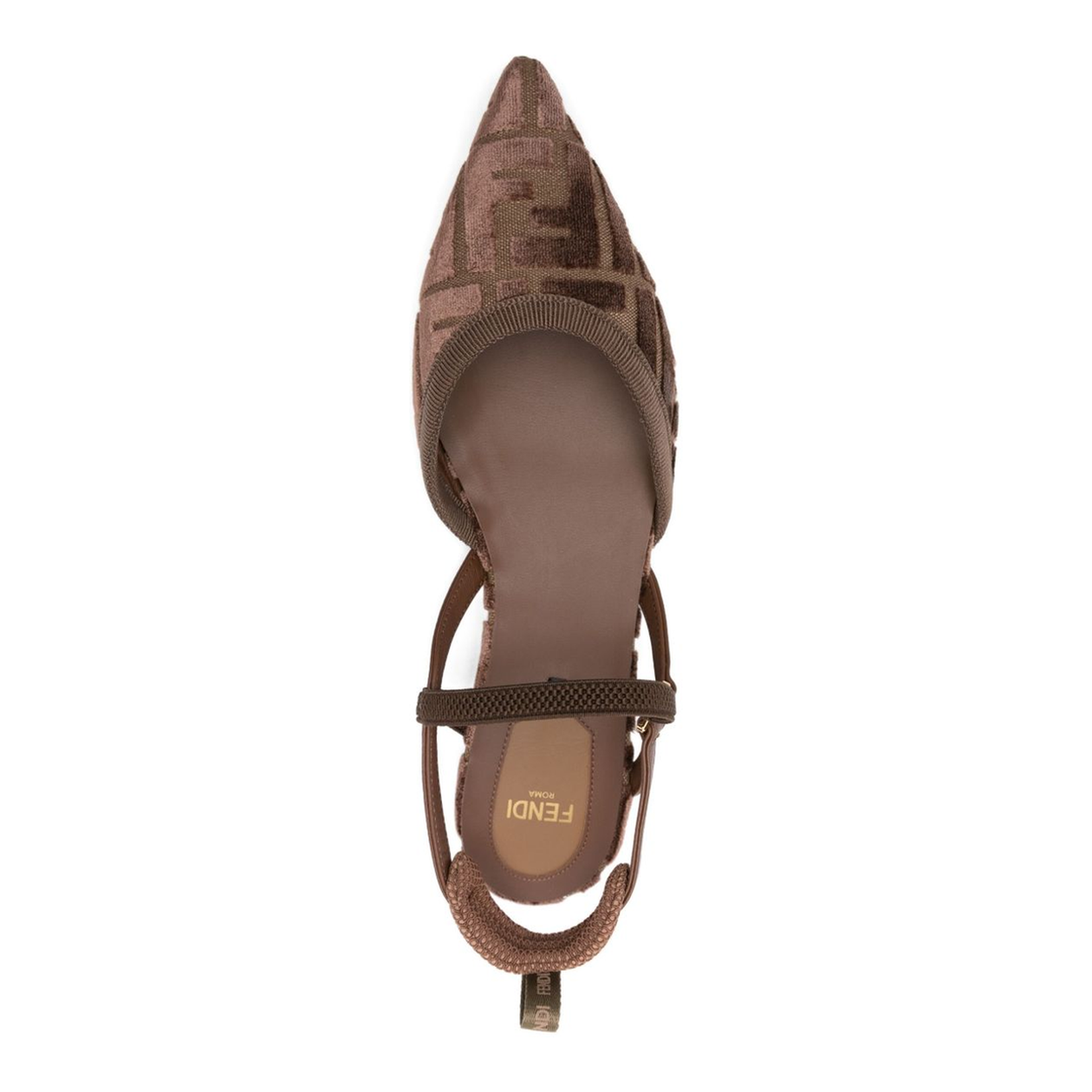 Brown Pointed Toe FF Pattern Elasticated Strap