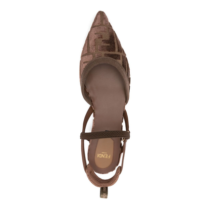 Brown Pointed Toe FF Pattern Elasticated Strap