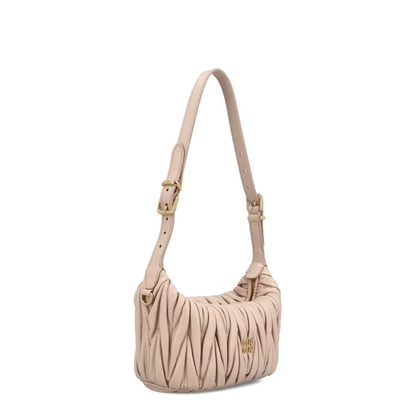 Matelassé Nappa Leather Pouch - Cipria