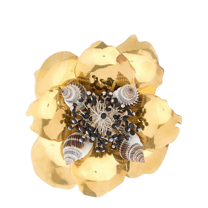 Gold Metal Fleur Lumineuse Brooch