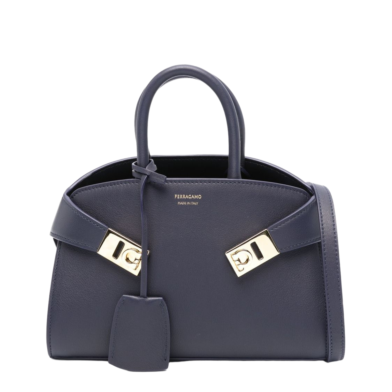 Mini Leather Tote Bag in Blue