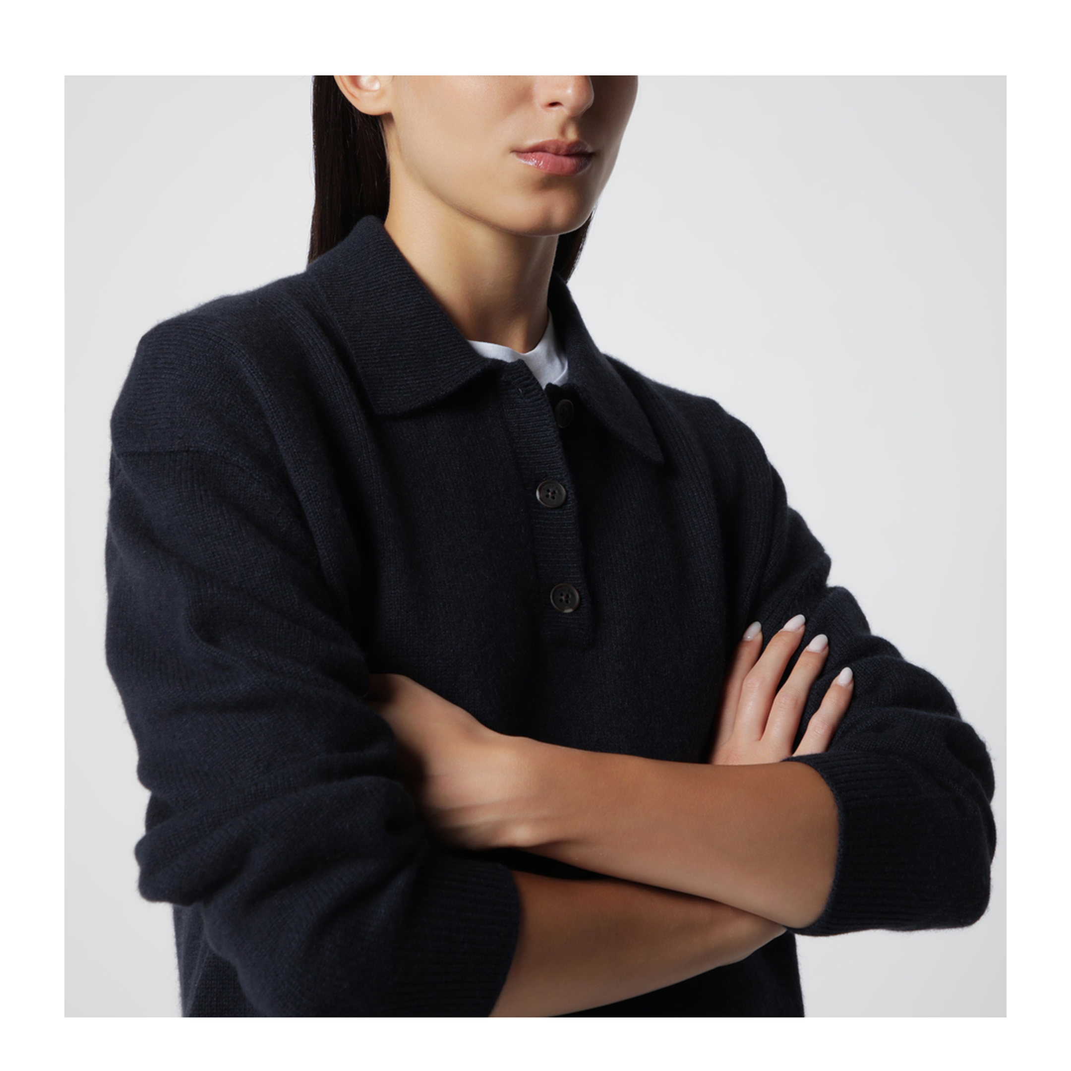 MAYFEYR - Anine Bing - Navy Cashmere Polo Sweater - A-09-12289WSNYA1