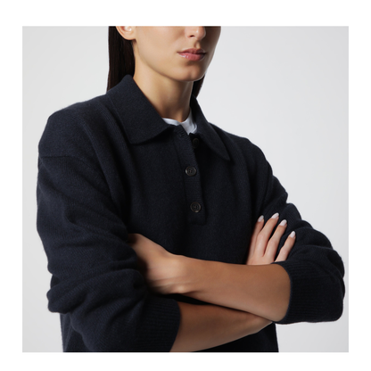 MAYFEYR - Anine Bing - Navy Cashmere Polo Sweater - A-09-12289WSNYA1