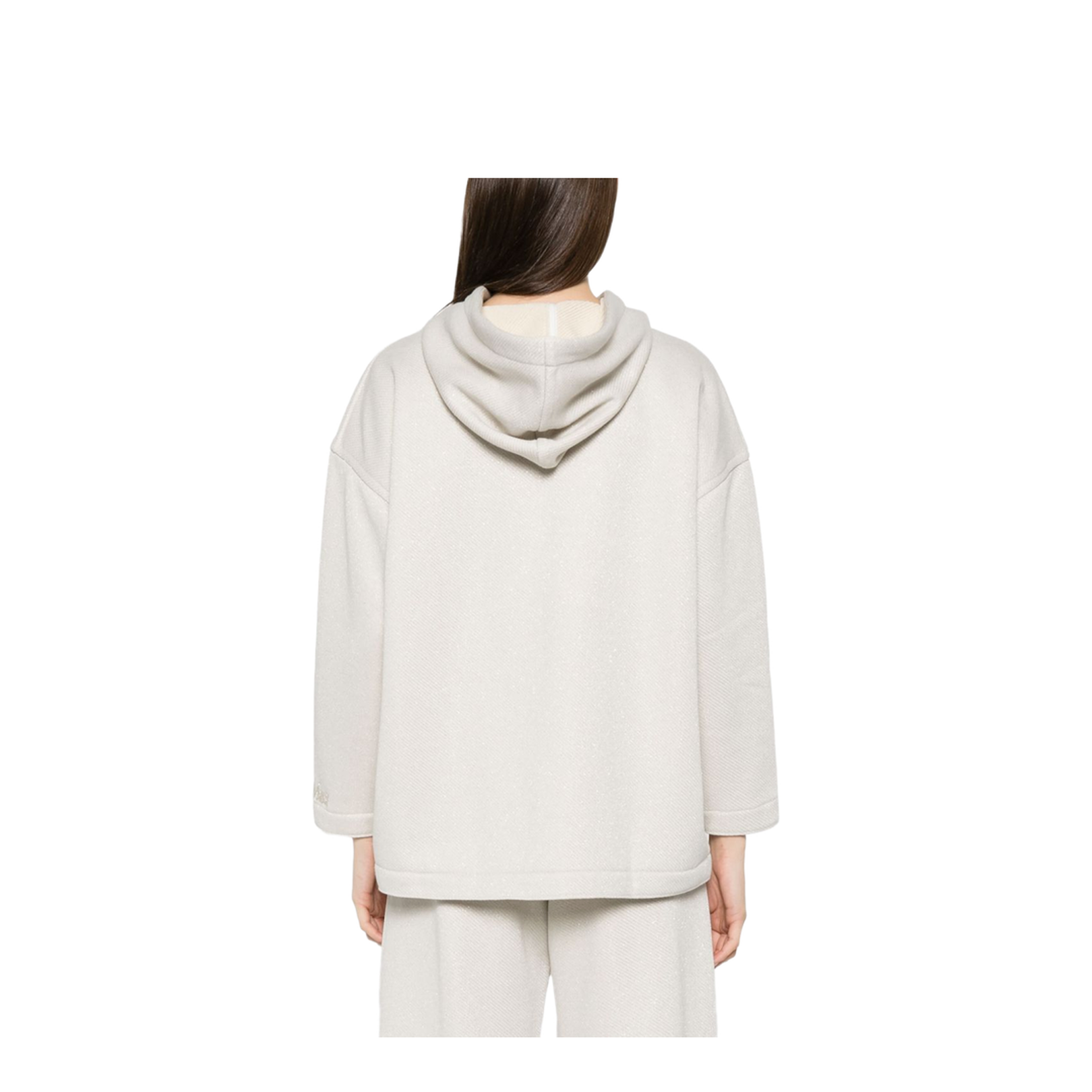 Cotton Blend Hoodie in Beige