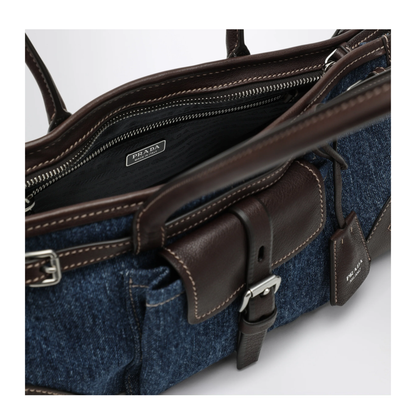 MAYFEYR - Prada - Bonnie Medium Handbag In Blue Denim And Leather - 1BA426OTM2GCFF0C1B