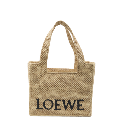 Medium Loewe Font Tote In Raffia