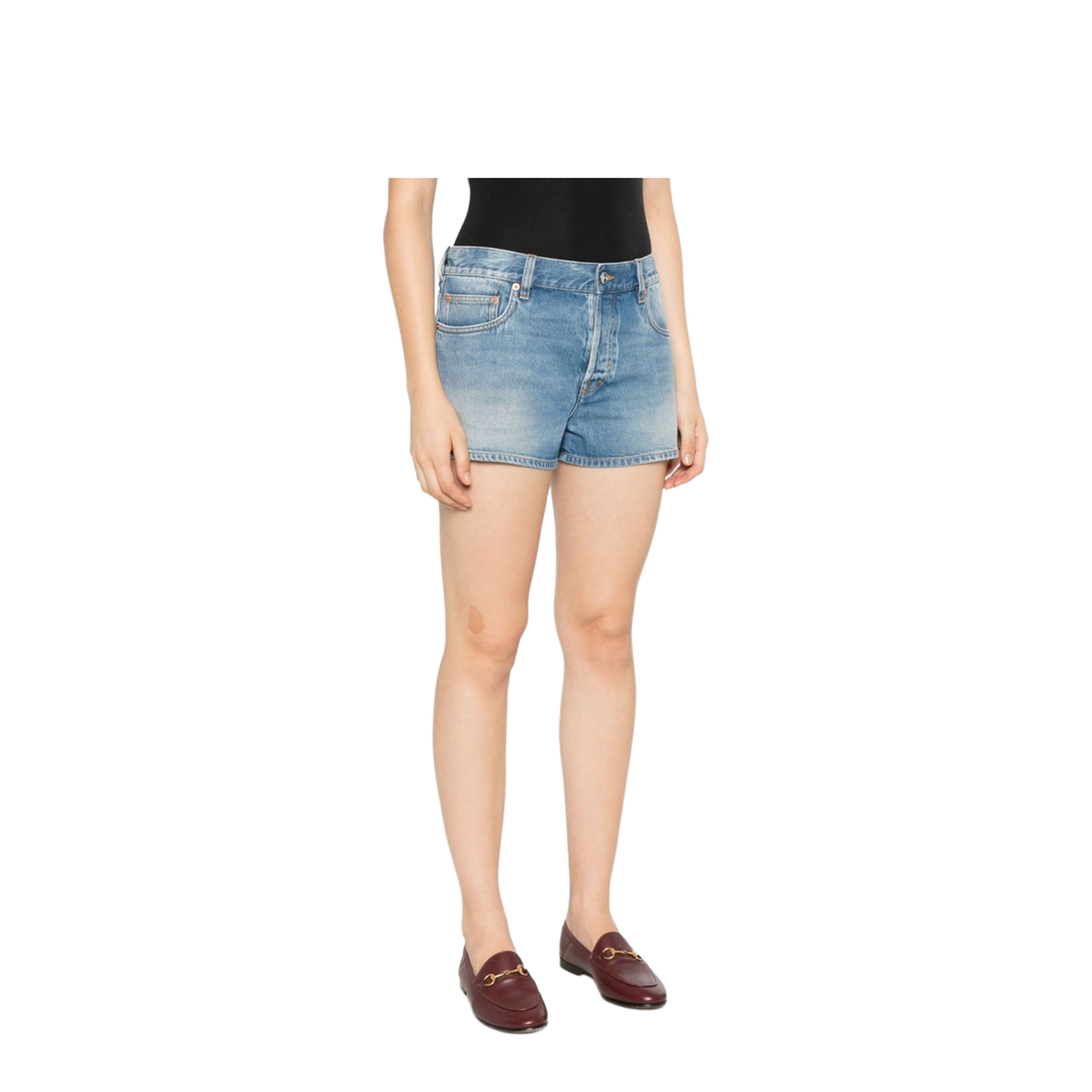 Stonewashed Denim Shorts in Light Blue