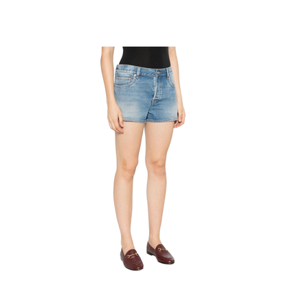 Stonewashed Denim Shorts in Light Blue