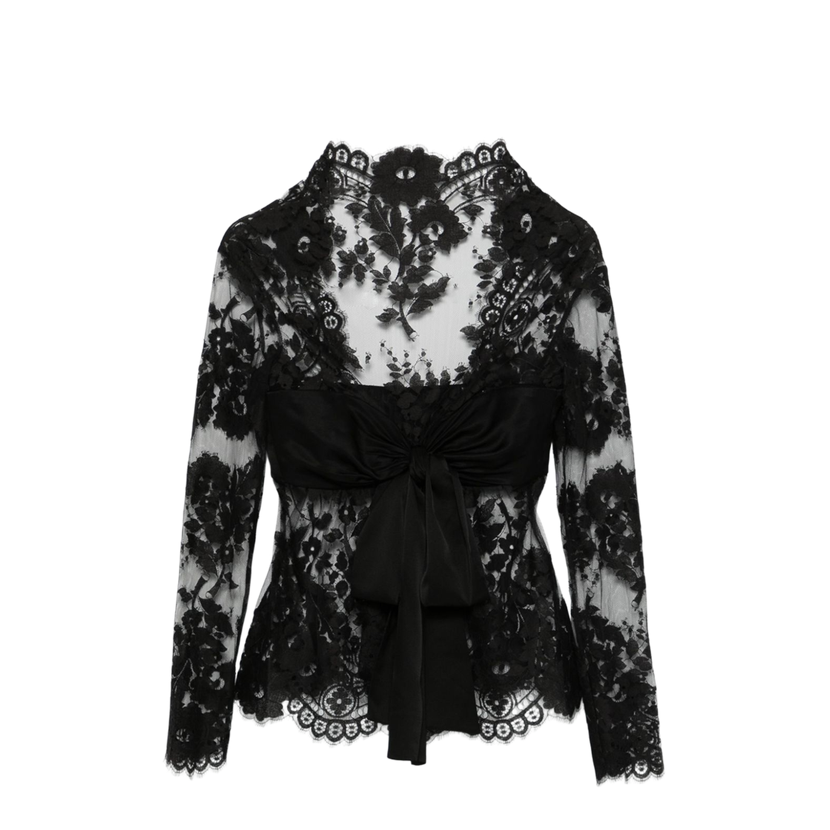 Black Illustration Lace Bow Bodice
