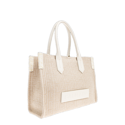 B-Army 36 Monogrammed Canvas Jacquard and Leather Tote Bag