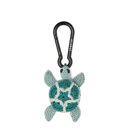 Clear Blue Keychain — Aquamarine Crochet Turtle Charm