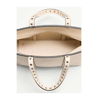 Sand Leather Small Rockstud Shopping Bag