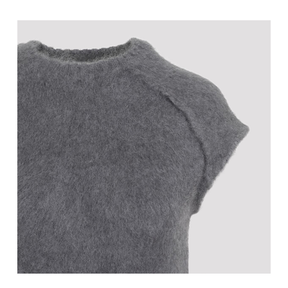 Knit Grey Virgin Wool Long Dress
