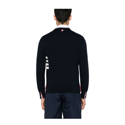 Navy Blue Cotton Fine Knit Sweater