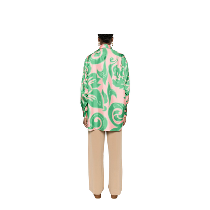 Pink Silk And Viscose Pajama-Style Shirt