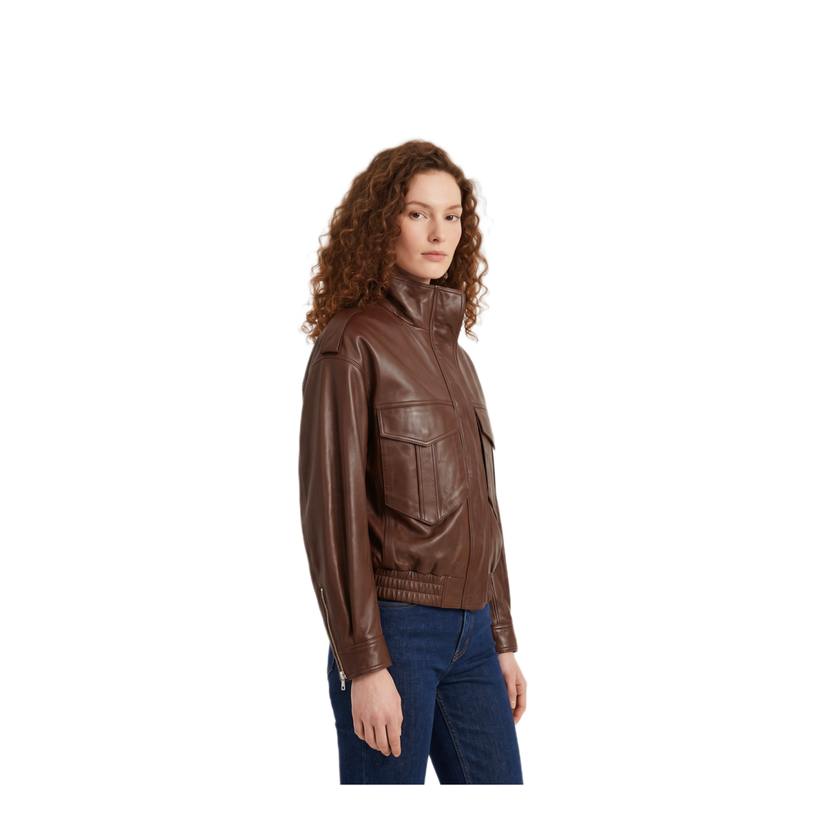 MAYFEYR - The Frankie Shop - Brown Napa Leather Bomber - JAFS22734200BROWN