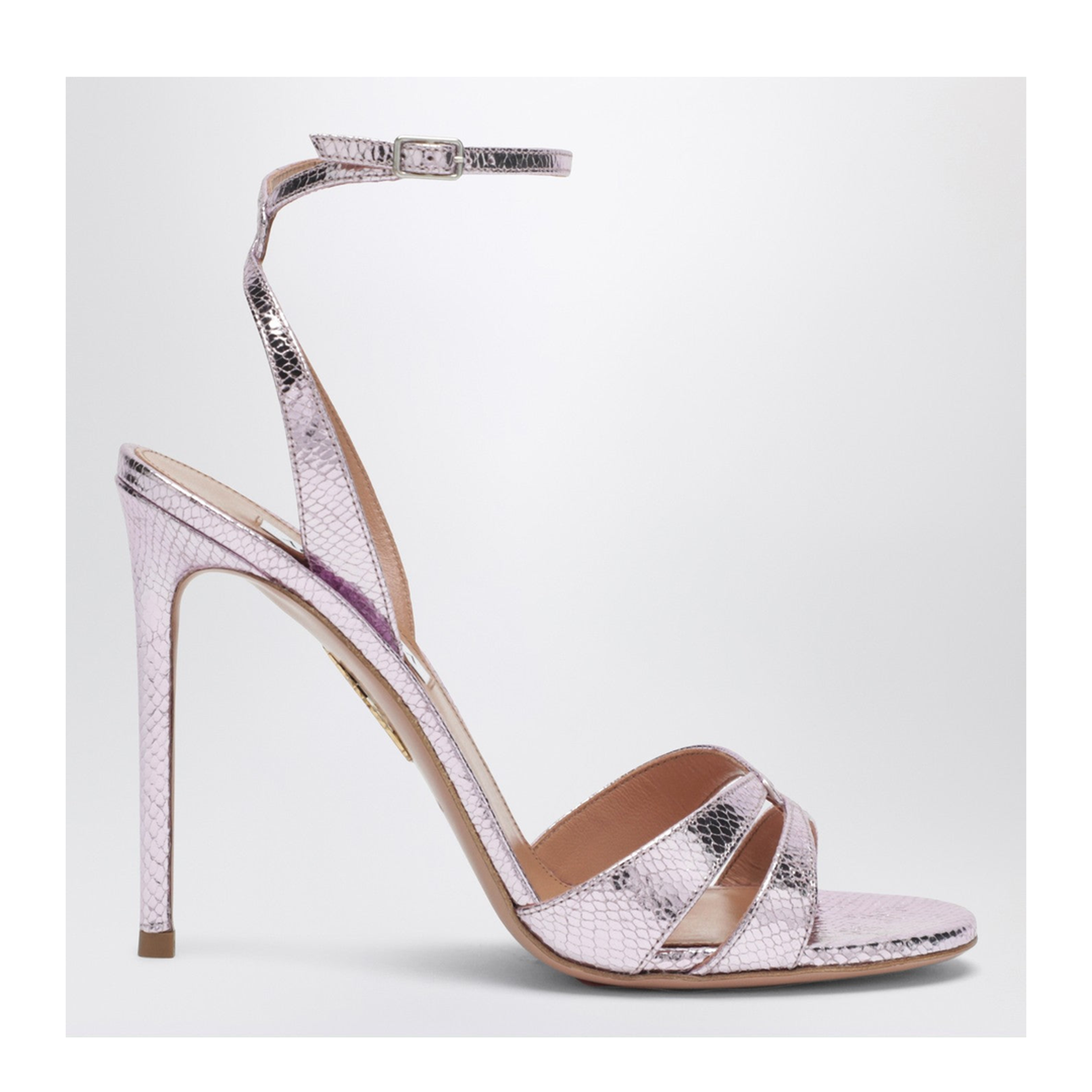 You and I Sandals in Light Blue Metallic Leather