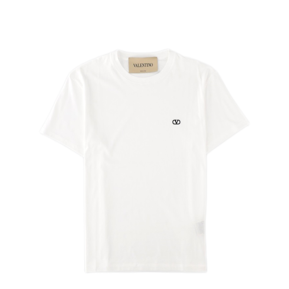 White Cotton T-Shirt With Vlogo Embroidery