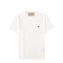 White Cotton T-Shirt With Vlogo Embroidery