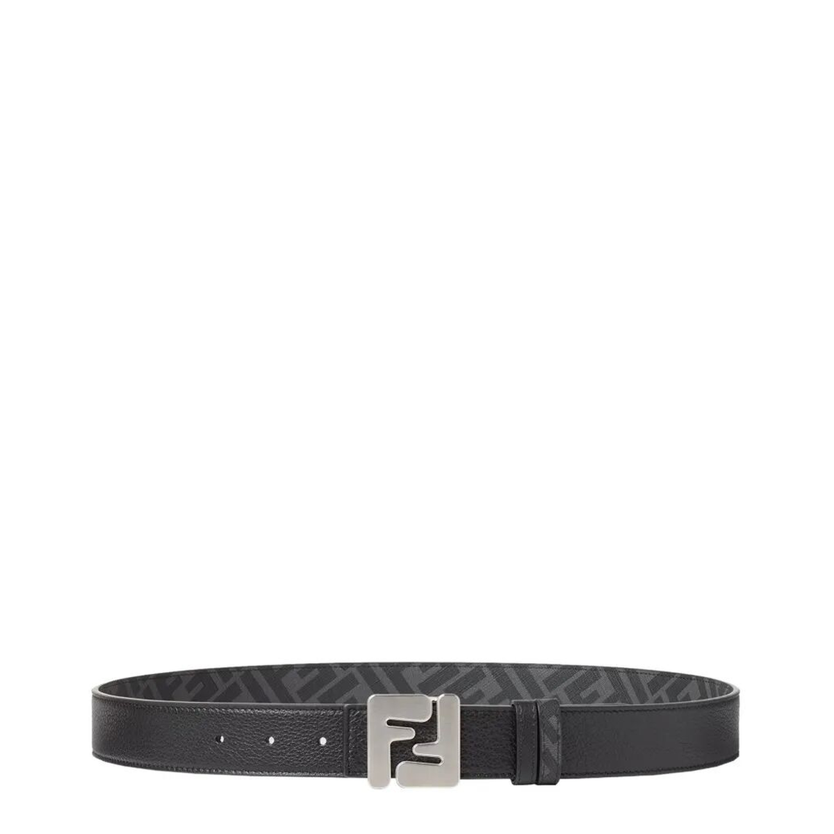 Reversible Squared Belt in Black Leather